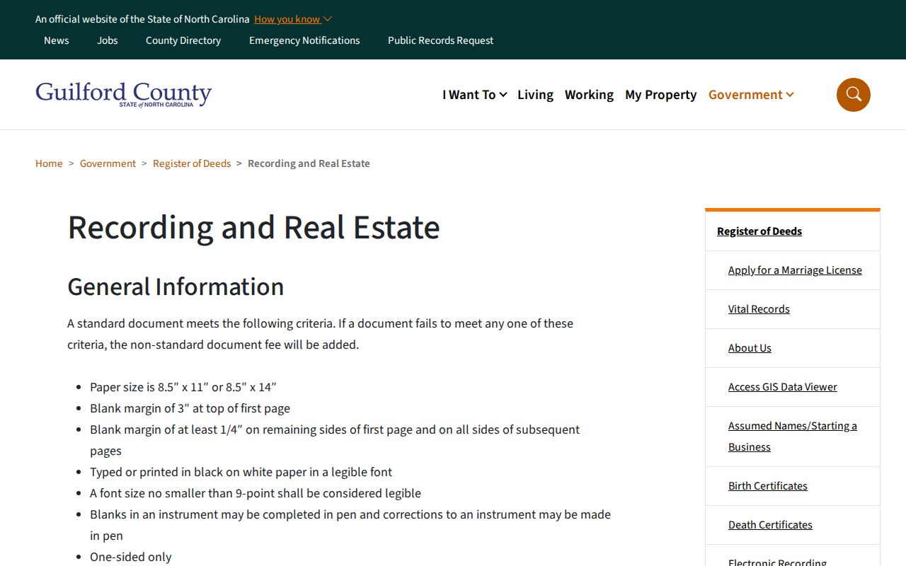 High Point previous residents Register of Deeds records landing page