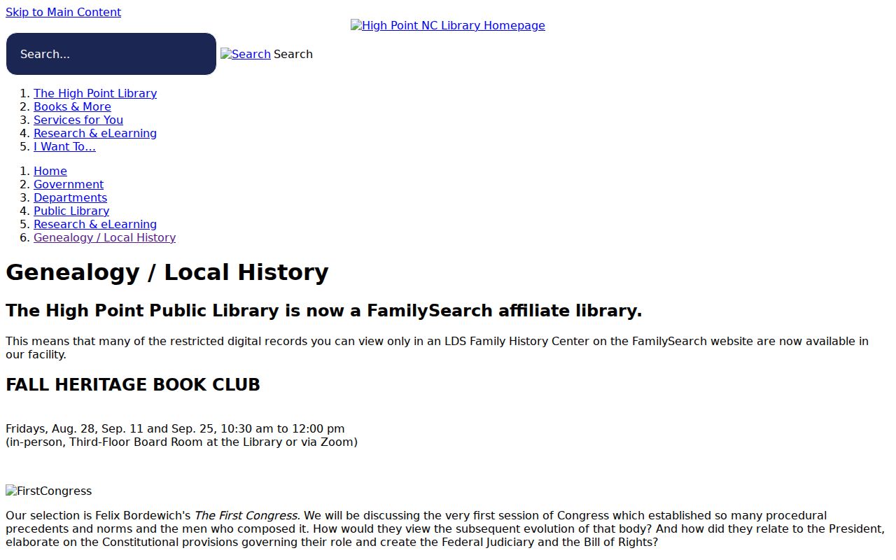 High Point previous residents research at the Heritage Research Center
