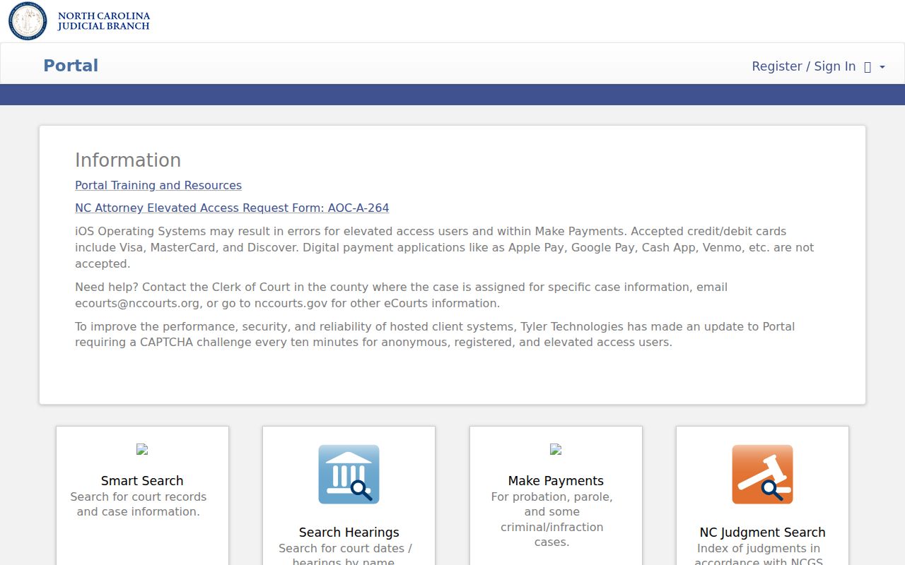 High Point residents directory North Carolina eCourts Smart Search screen